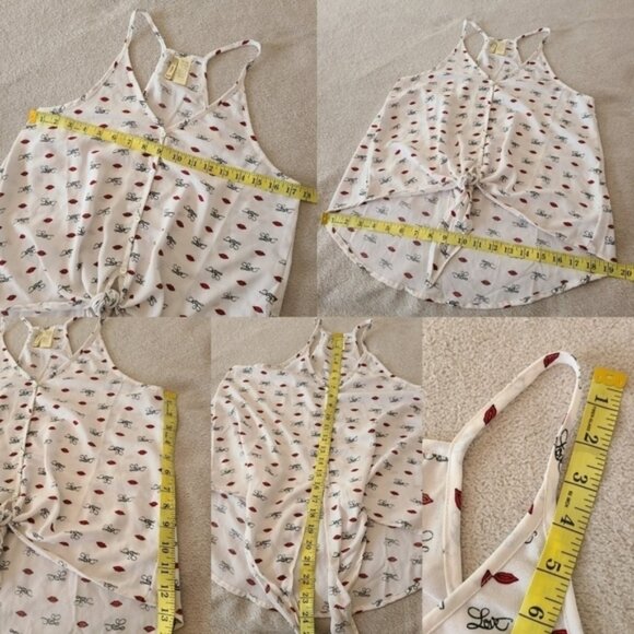 Japna Love Kiss Graphic Halter Sleeveless Tie Top Size Medium - Picture 5 of 5